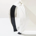 Minimalistischer weißer PU-Leder Knoten Haarreif mit breitem Rand und Futter - Weiß