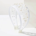 Cerchietto da sposa barocco elegante con perle bianche e trama in tulle semitrasparente - Bianco