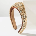 Baroque padded headband with champagne crystals and floral rhinestones on satin base - Brown