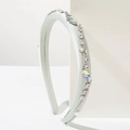 Serre-tête élégant en satin vert clair avec cristaux AB colorés et chaîne de diamants - vert clair