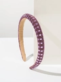 Luxe purple rhinestone padded headband with velvet lining and sparkling crystals - Transparent Purple