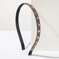 Elegante diadema negra vintage con diamantes de oro rosa y perlas para mujer moderna - Champaña