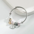 Bracciale in acciaio argento con ciondoli a forma di pony e cuore dello zodiaco - Bianco
