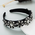 Barokke zwarte fluwelen haarband met luxe kristallen voor een elegante partylook - Zwart