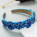 Barokke haarband met blauwe kristallen bloemen en strassteentjes op satijn - Blauw