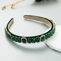 Luxe donkergroene fluwelen barok hoofdband met smaragdgroene strass en kristallen accent - Groen