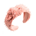 Roze stoffen haarband met gedraaid knoopontwerp en fonkelende kralen voor damesaccessoires - Roze
