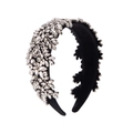 Cerchietto barocco di lusso con strass scintillanti su base in velluto nero - Nero