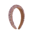 Cerchietto largo barocco rosa con strass di cristallo e catena d'oro chic - Rosa