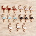 Assorted colorful enamel flamingo charms in gold alloy for DIY jewelry making - 10 Pieces Pack / Multicolor