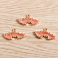 Pink gradient enamel bat wing pendants with gold plating for Halloween DIY jewelry - Pink