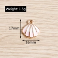 Macro detail of a 17mm pink and white enamel shell pendant with dimensions and weight info - Pink Shell Enamel Style (YD489fense)