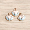 Colorful gradient shell pendants in gold alloy with blue enamel for DIY jewelry making - Blue Gradient Shell Enamel (YD489lanse)