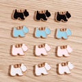 12er Set süße Hundeanhänger in Schwarz, Blau, Rosa und Weiß für DIY-Schmuckherstellung - 10er Pack / Mehrfarbig