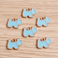 Simpatici ciondoli a forma di cane terrier azzurro in smalto e metallo dorato per gioielli - Confezione da 10 / Blu