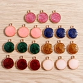 Colorful round resin charms with gold metal edges for DIY jewelry making projects - 10 Pieces Pack / Multicolor