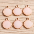 Pack of 10 geometric round alloy pendants with pink glitter inlay and rose gold frame - 10 Pieces Pack / Light Pink
