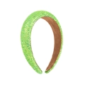 Sparkly lime green sequin wide headband with soft brown velvet lining for women - Green