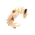 Halloween knot headband with orange pumpkin and black cartoon dragon charms on white fabric - Beige