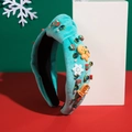 Weihnachts-Haarreif aus Samt mit Lebkuchenmann Schneeflocke und glitzernden Strasssteinen - Blau