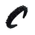 Diadema de moda de esponja con perlas negras texturizadas y forro de terciopelo suave - Negro