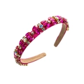 Detail of handmade baroque headband with pink crystals and rhinestones on gold claws - Rose Red
