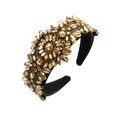Luxury Baroque headband with amber floral crystals and gold rhinestones on velvet - Brown