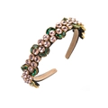 Dettaglio del cerchietto barocco con cristalli rosa e strass verdi brillanti - Rosa e Verde