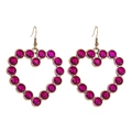 Élégantes boucles d'oreilles cœur dorées avec strass roses et design crochet tendance - Rouge Rose