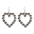 Boucles d'oreilles cœur avec cristaux gris foncé et monture en alliage d'argent - Noir Brillant