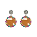 Bohemian silver flower earrings with turquoise cow print leather and colorful stones - Colorful Fashion