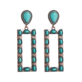 Böhmische Vintage-Ohrhänger in Rechteckform mit Türkissteinen in Antik-Bronze-Finish - Türkis
