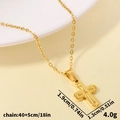 Collier avec pendentif croix en acier inoxydable 304 doré et chaîne ajustable - Croix en Relief Dorée (S410-G-N22) / Doré