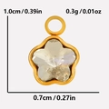 Detailansicht eines 10mm Goldblumenanhängers mit klarem Kristall und Maßangaben - Gold Basis AB Farbe (S2014-G-AB)