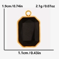 Detail van de gefacetteerde zwarte hanger met afmetingen 1,9cm hoogte en 1,1cm breedte - Gouden Rand Zwart