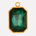 Detail van rechthoekige smaragdgroene hanger met 18k goud vergulde roestvrijstalen rand 304 - Gouden Rand Groen