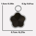 Makro-Detail eines 1,0 cm Blumenanhängers mit schwarzer Einlage und Edelstahlrahmen - Silber Basis Schwarz (S2014-S-B)