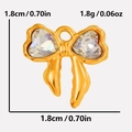 Detailed view of bow pendant with heart crystals showing 1.8cm size and 1.8g weight specs - AB Aurora Gold Base (S2025-G-AB)