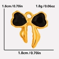 Detail showing dimensions of golden bow pendant with black heart-shaped inlay charms - Black Gold Base (S2025-G-B)