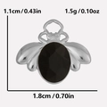 Detailed macro view of 304 stainless steel bee pendant with dimensions 1.8cm x 1.1cm - Silver Black (S2026-S-B)