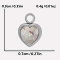 Detail showing dimensions and weight of a 304 stainless steel heart pendant with crystal - Silver AB Color (S2018-S-AB)