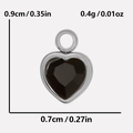 Detailed size specifications for heart-shaped pendant in stainless steel with glass crystal - Silver Black (S2018-S-B)