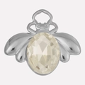 Macro shot of 304 stainless steel bee pendant with clear oval crystal glass details - Silver White (S2026-S-W)