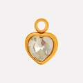 Elegant 304 stainless steel heart-shaped pendant with faceted glass crystal and gold plating - Gold White (S2018-G-W)