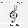 Abmessungen und Gewicht des Musiknoten-Anhängers mit schwarzen Strasssteinen aus Metall - Silberton Schwarzer Strass (S2048-S-B)