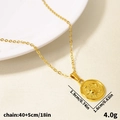 18k vergoldete Edelstahlhalskette mit Sonnen- und Mondanhänger und feiner Gliederkette - Gold