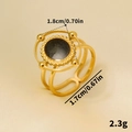 Anello aperto in acciaio inossidabile 304 dorato con sole nero e dettagli sulle misure - Oro Nero (J770-G-B)
