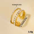 18k vergoldeter zweischichtiger Edelstahlring mit funkelnden weißen Strasssteinen - Goldton Weißer Stein Stil (J785-G-W)