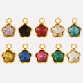 Set aus 10 vergoldeten Blumen-Kristallanhängern in verschiedenen Farben für DIY-Schmuck - Gold Basis Mischfarben (S2014-G-mix)