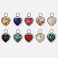 Set of 10 colorful heart shape crystal pendants with stainless steel metal frame - Silver Multi-color Mix (S2018-S-mix)